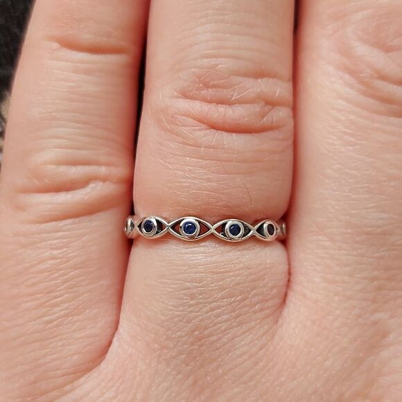 925 Sterling Silver Blue Eye Ring - Picture 2 of 8